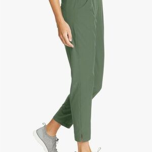 Eddie Bauer Travel Pant Women-Lightweight ElasticWaistband Ankle Pant army green